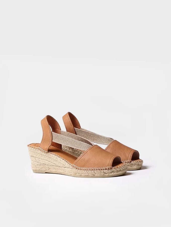 Leren espadrille met middelhoge sleehak en open achterkant | TEIDE-P