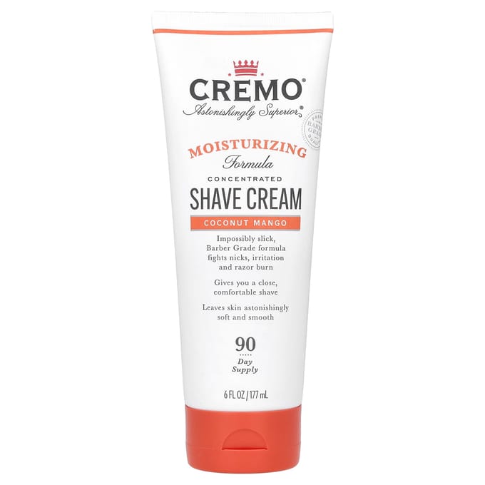 Crème à raser Cremo, noix de coco et mangue, 170 ml (177 ml) white