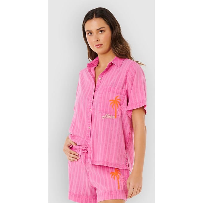 Rip Curl Hotel Malibu Embroid Shirt - Super Pink