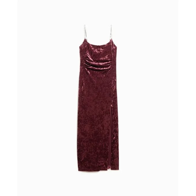 Lang jurk van velvet met strass voor dames Superdry