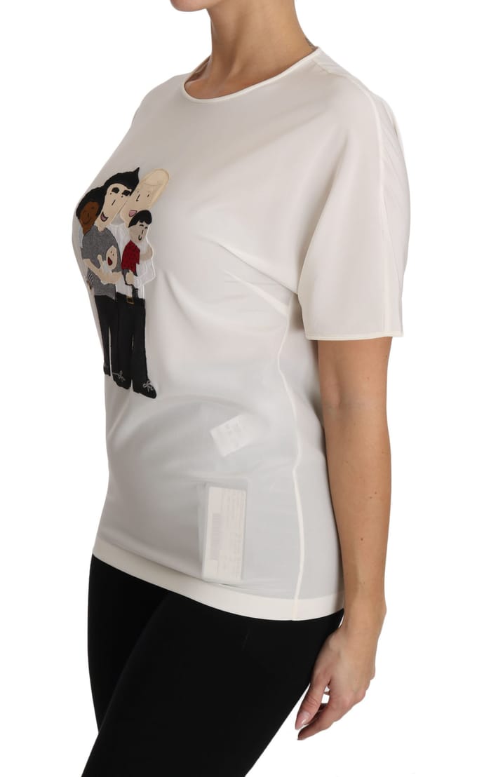Dolce & Gabbana Dames Witte Zijden Stretch #dgfamily T-shirt