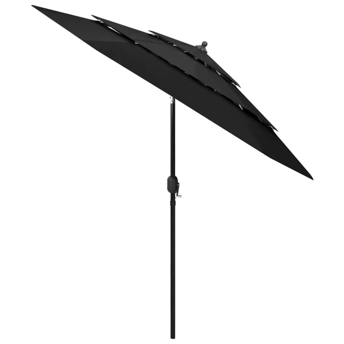 vidaXL - Parasol - 3-laags - met - aluminium - paal - 2,5 - m - zwart