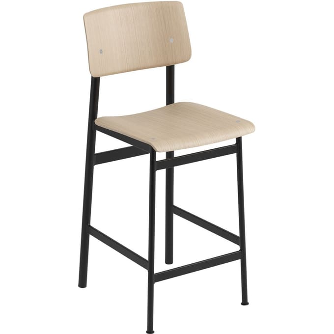 Muuto - Loft Barkruk - zwart/ eiken - Zithoogte 65 cm