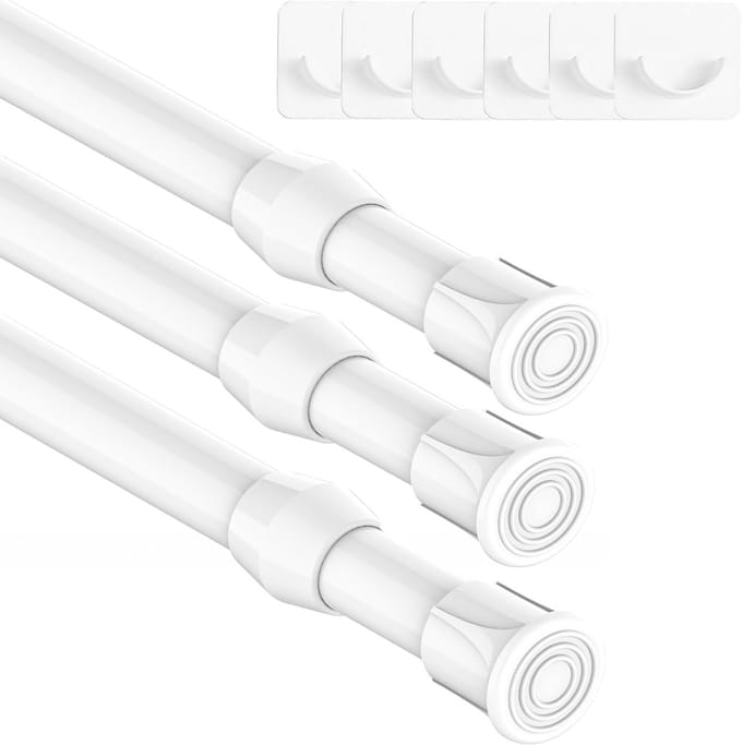 Uitschuifbare Klemroede voor Gordijnen en DIY Planken - Spanroede Zonder Boren, Wit, 41-70 cm