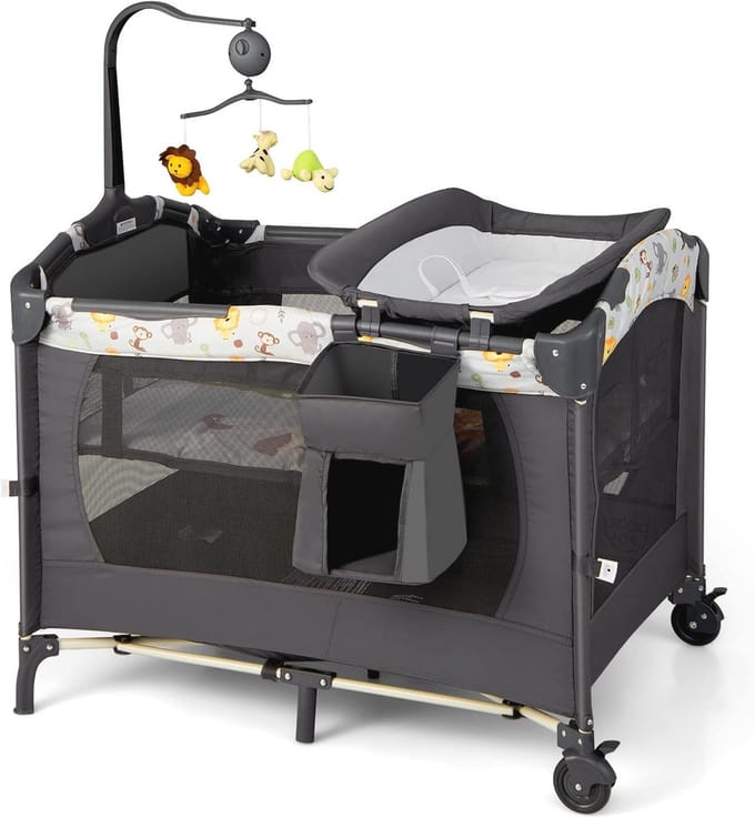 Opvouwbaar 4-in-1 Babybed met Matras en Luiertafel