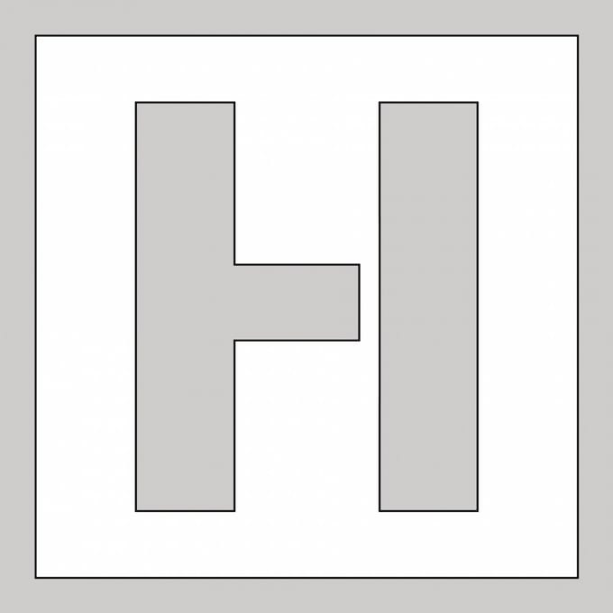 Spuitsjabloon letter H - dibond 500 x 500 mm