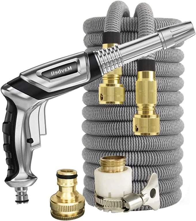 Tuinslang Uitbreidbaar - Flexibele Waterslang - Auto Wassen - Lekvrij Ontwerp - 229 Meter - Zilver