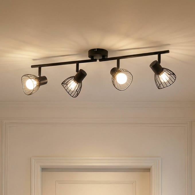 Lindby - plafondlamp - 4lichts - IJzer - H: 18 cm - E14 - zwart