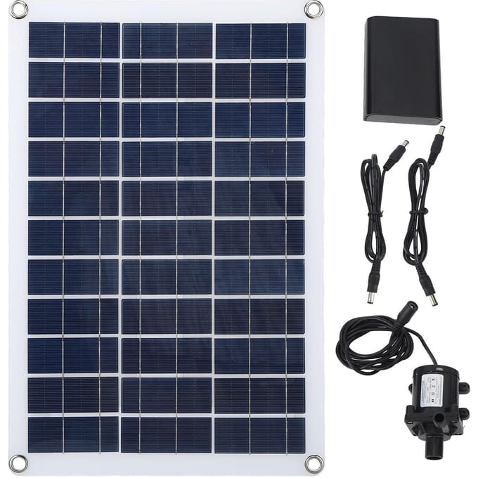 12V Solar Waterpomp Kit Continu Werk Laag Geluid DC Borstelloos Zonne-energie Waterfontein Pomp blue