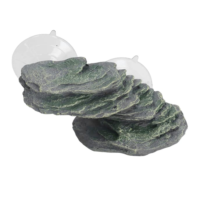 Schildpad Klimplatform Hars Levensecht Aquarium Rots Ornament Reptiel Zonneplaats Dock met Zuignappen gray