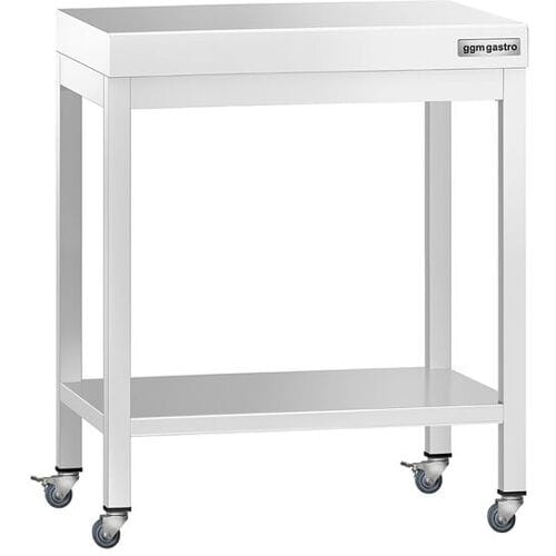 GGM Gastro Edelstahl Arbeitstisch PREMIUM - 700x700mm - mit Grundboden & Rollen