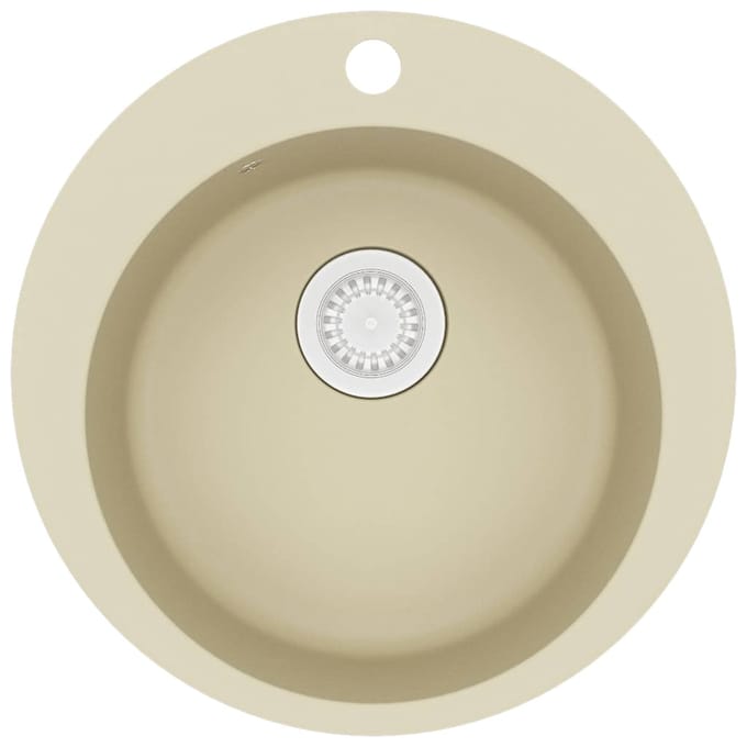 vidaXL - Gootsteen - enkele - bak - rond - graniet - beige