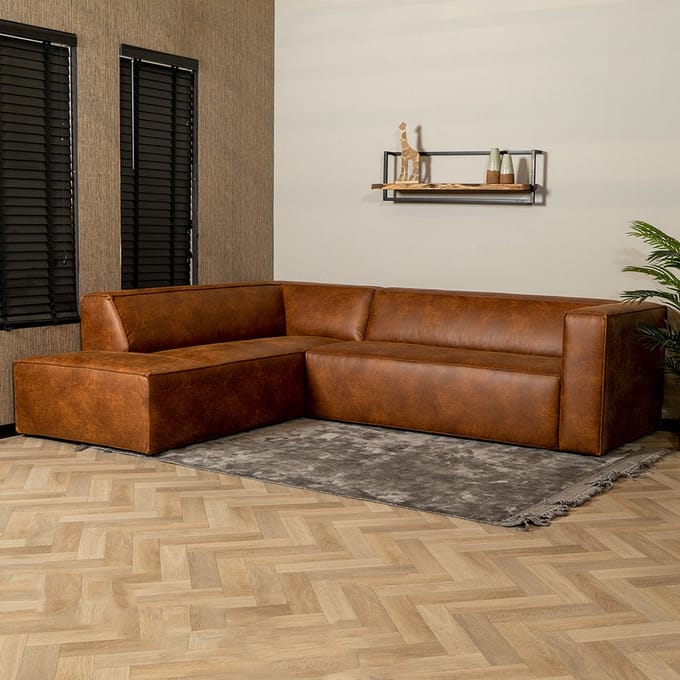 Bronx71® Hoekbank Memphis eco-leer cognac links