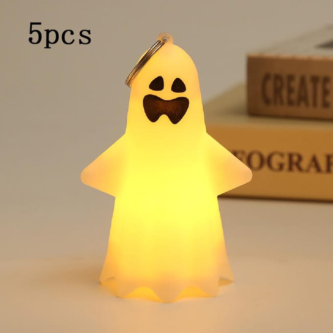 Lot de 5 lanternes citrouilles portatives décoratives pour Halloween, accessoires de fête à suspendre E