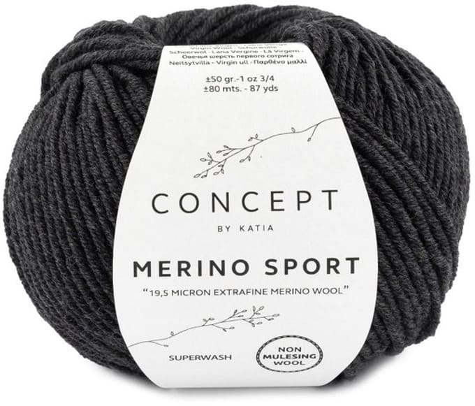 Katia Concept Merino Sport - 402 antracietgrijs - Wol Garen