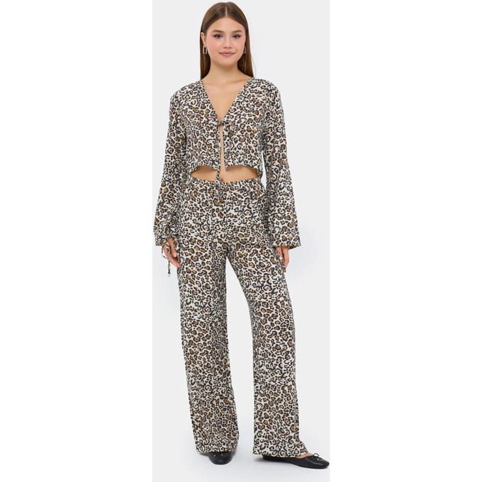 Dierenprint V-hals Hoge Taille Co-ord Set
