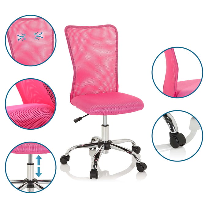 Kinder bureaustoel KIDDY NET I Netstof roze hjh OFFICE
