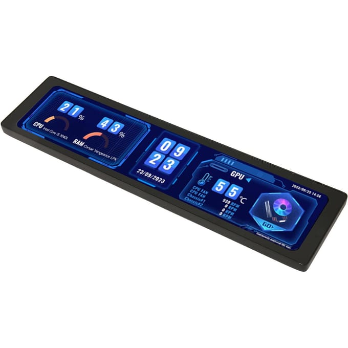 11,9 inch capacitief aanraakscherm 320x1480 HD Multimedia Interface Zinklegering Behuizing Zijmonitor blue