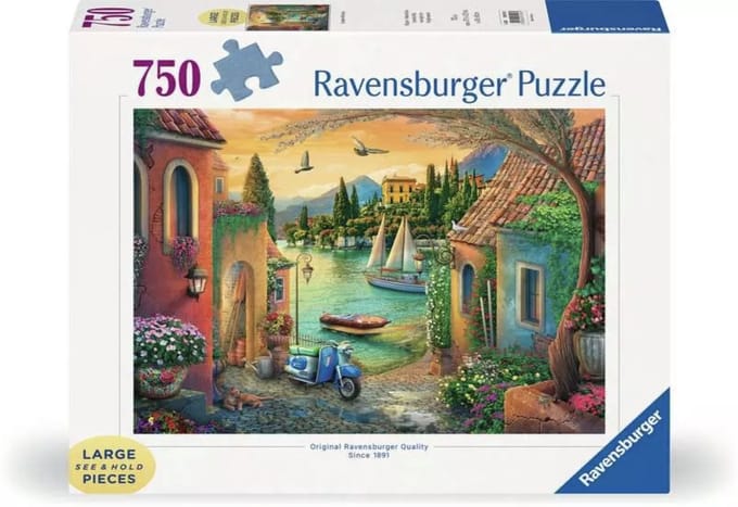 Ravensburger legpuzzel Idyllic Lake Como - 750 XL stukjes volwassenen.