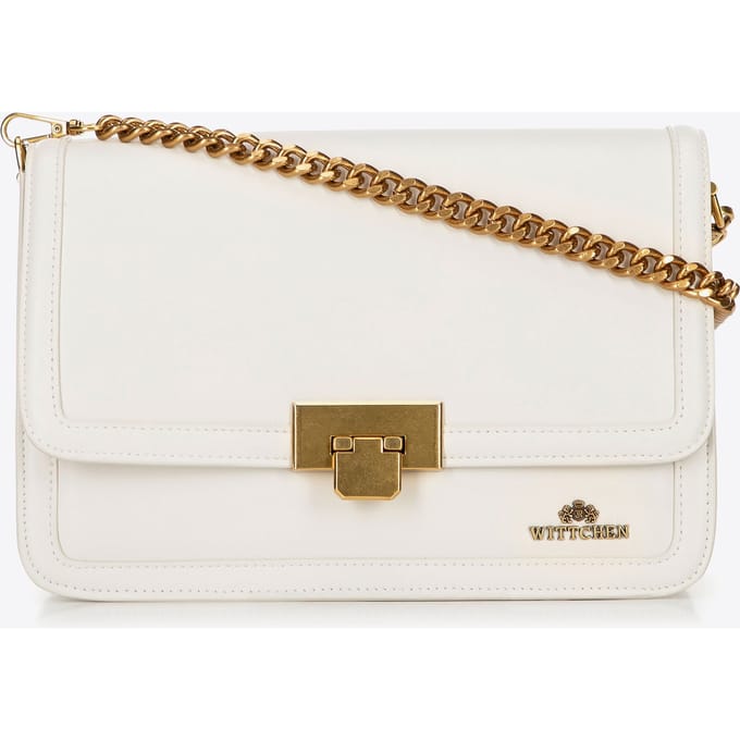 Wittchen Dames Leren Crossbody Tas met Afneembare Ketting, Crème, Polyester