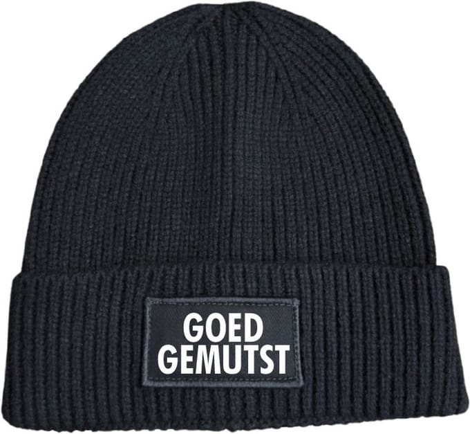 Goed gemutst wintermuts rib gebreid zwart | wit - soBAD. | Unisex | Skimuts | Muts | Kou | met grappige tekst | Winter | Beanie