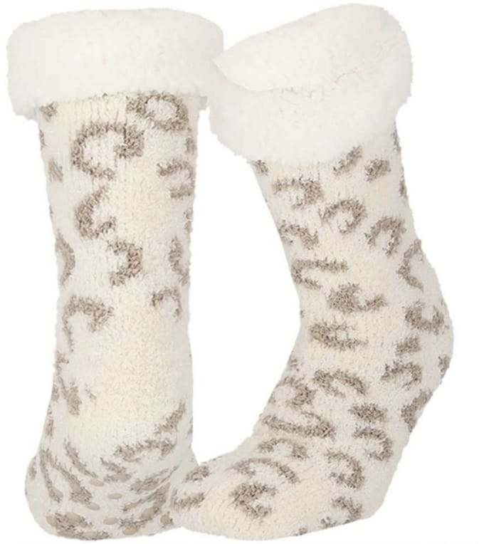Apollo - Dames - Huissokken - Panterprint - Antislip - One Size - Beige