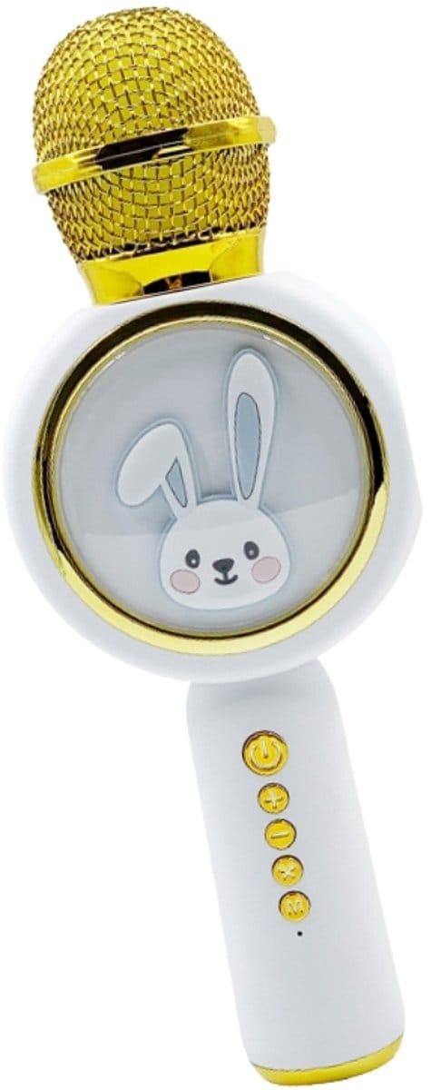 Fivesquare Bunny Light Karaoke Microphone – Kinder Karaoke Microfoon met LED Bunny Animatie,Witte, Bluetooth 5.1 & 5W Speaker X6