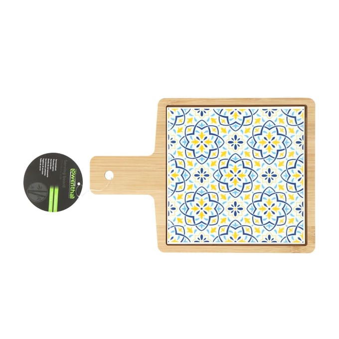 Serveerplank bamboe keramiek multicolor - stijlvolle hapjesplank keuken.