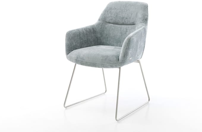Gestoffeerde-stoel Pejo-Flex slipframe roestvrij staal chenille pastelblauw pocketveer kern