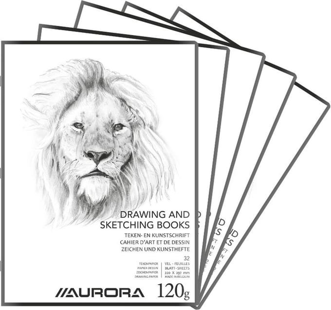 Aurora Tekenschrift - Tekenpapier - Schetsblok - A4 - 120gr - 32 Bladzijden - 20 stuks