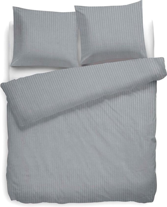 Heckett & Lane Uni Stripe Dekbedovertrek - Eenpersoons - 140x200/220 cm - Licht Grijs