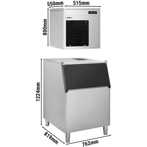 GGM Gastro Flockeneisbereiter - 220 k g/ 24 h - inkl. Eisvorratsbehälter Zilver