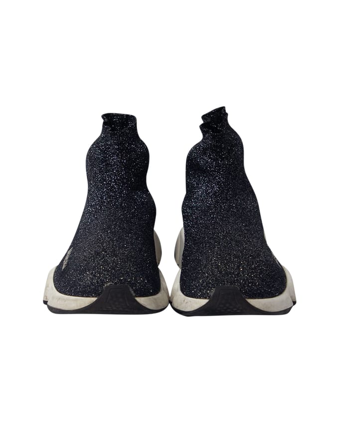 Balenciaga Glitter Speed Trainers in Zwarte Viscose