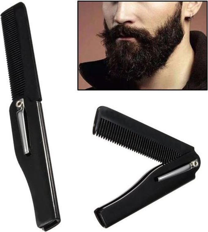 Cabantis Uitklapbare Baardkam - Snorkam - Barbier- Medium - Donkerbruin 1x