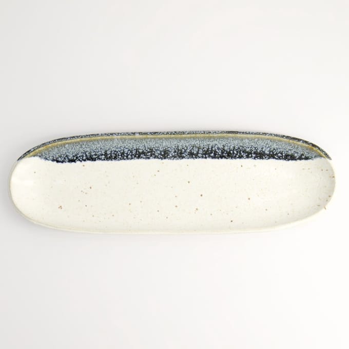 Tokyo Design Studio - Mino Craft Bord - Ovaal - Wit/Blauw - 34,5 x 10,8 x 2,5 cm