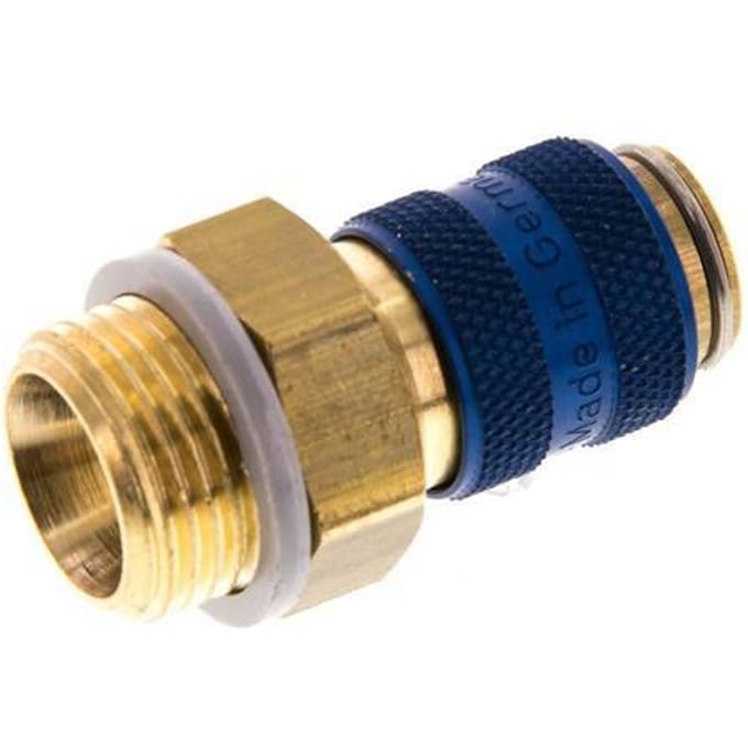 Messing DN 5 Blauw Luchtkoppeling Snelkoppeling G 3/8 inch Buitendraad - CLS5-M-B-BLU-038