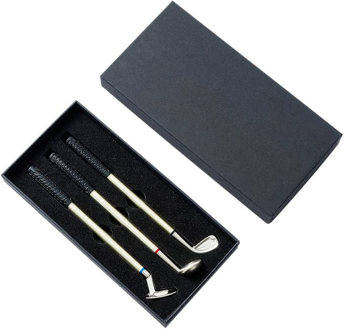 Stripe golf pennenset - 3 navulbare golfclubpennen in giftbox