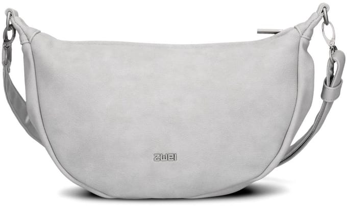 zwei schoudertas Mademoiselle.M M70 Half-Moon Bag Nubuk - Ice grijs