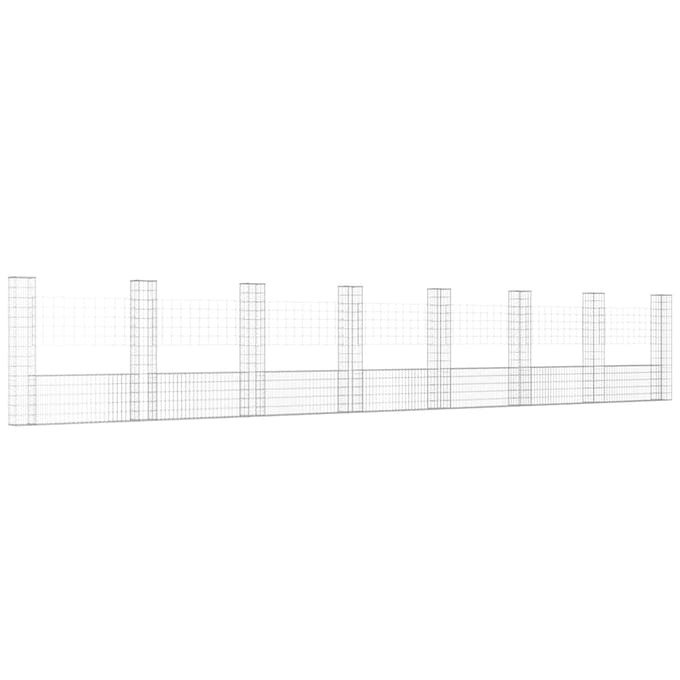 vidaXL Schanskorf U-vormig met 8 palen 860x20x150 cm ijzer