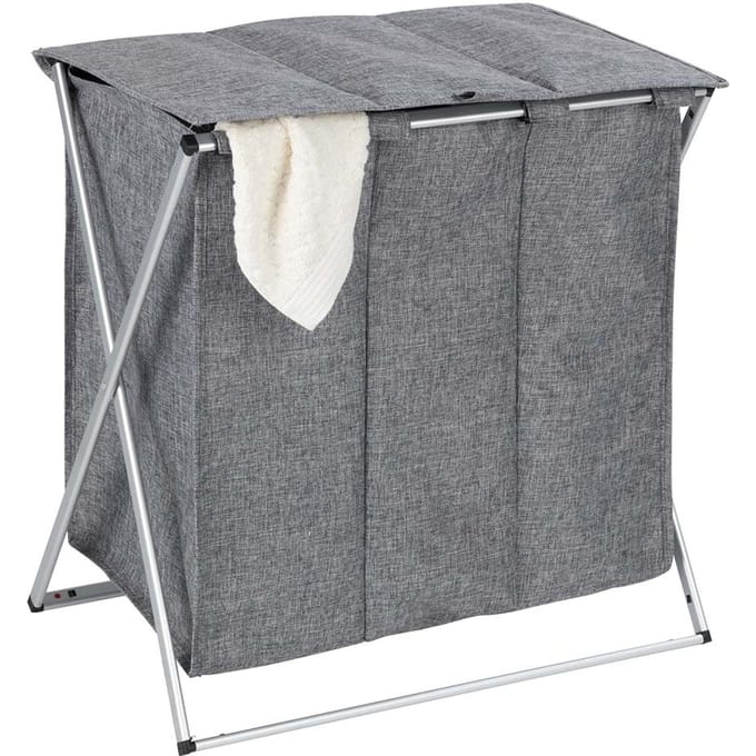 Wenko Trio wasmand met deksel - 3-vaks - mét deksel - 118 liter