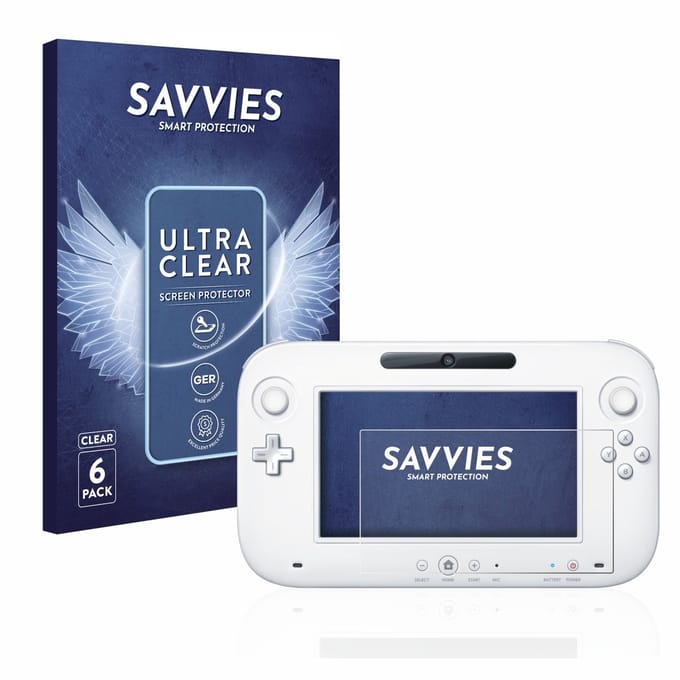 Savvies - Screenprotector voor Nintendo Wii U GamePad (Controller) - Folie Beschermfolie transparant 6 Stuks