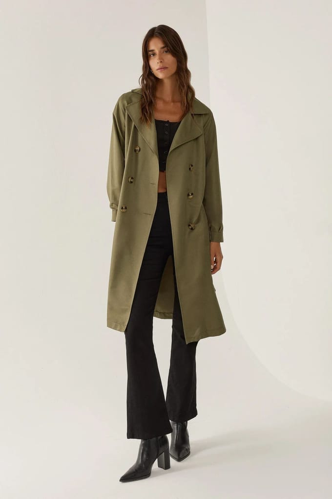 Dubbelzijdig Gordijn Trenchcoat met Ceintuur