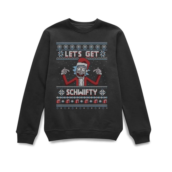 Rick and Morty Kerstmis Lets Get Schwifty Trui - Zwart - M