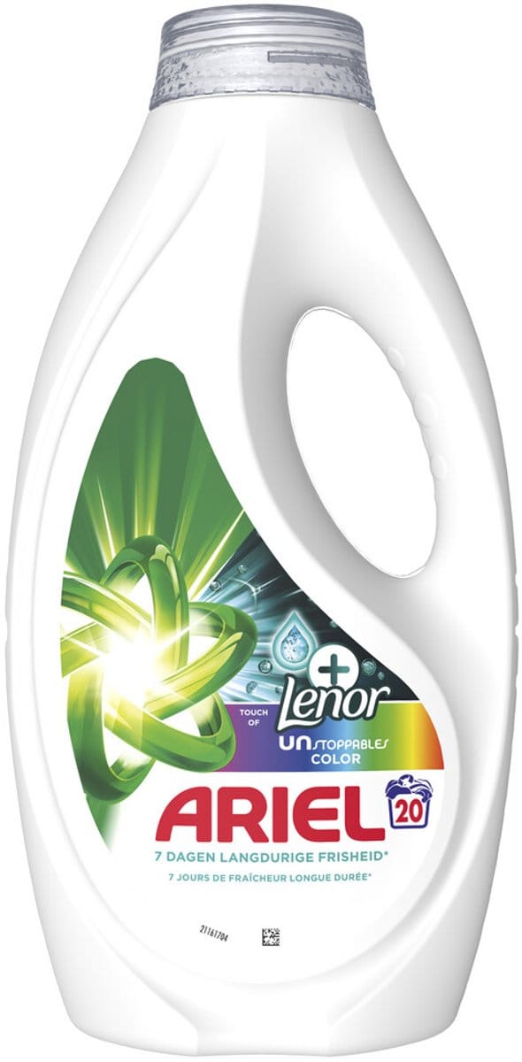 Ariel Vloeibaar Wasmiddel Color +Touch Van Lenor Unstoppables 20 Wasbeurten 900 ml