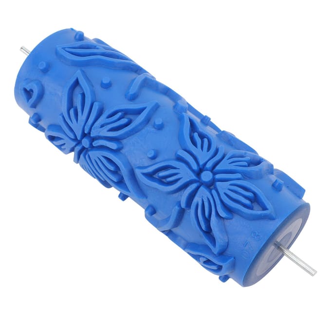 5 inch Patroon Verfroller Herbruikbare Textuur Rubber Roller Decoratieve Kunst Rubber Roller voor Muur blue