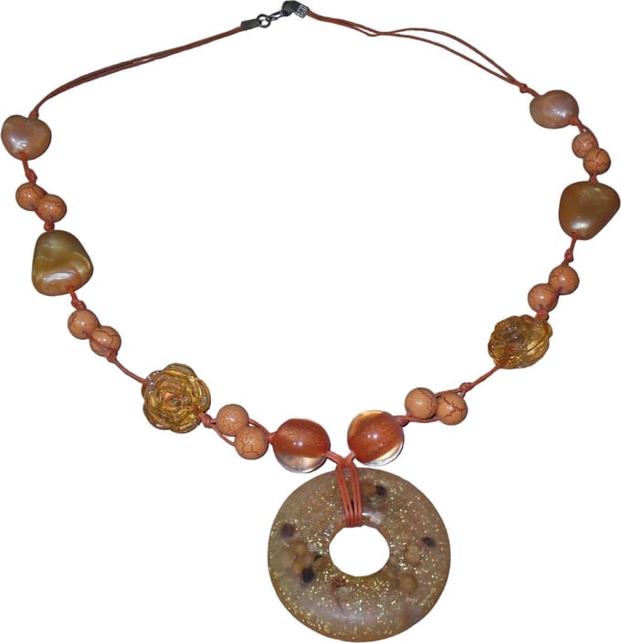 Ketting oranje tinten met ronde hanger