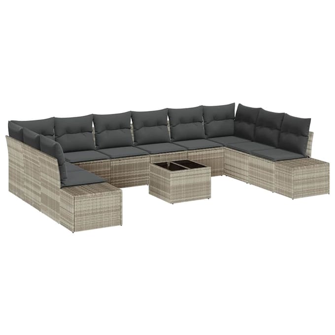 vidaXL Tuin Sofa Set 11 st Lichtgrijs poly rattan