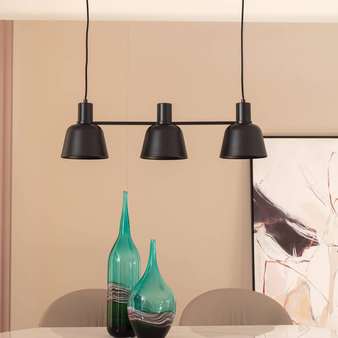 Lucande - hanglamp - 3lichts - IJzer - H: 19.3 cm - E27 - zwart mat