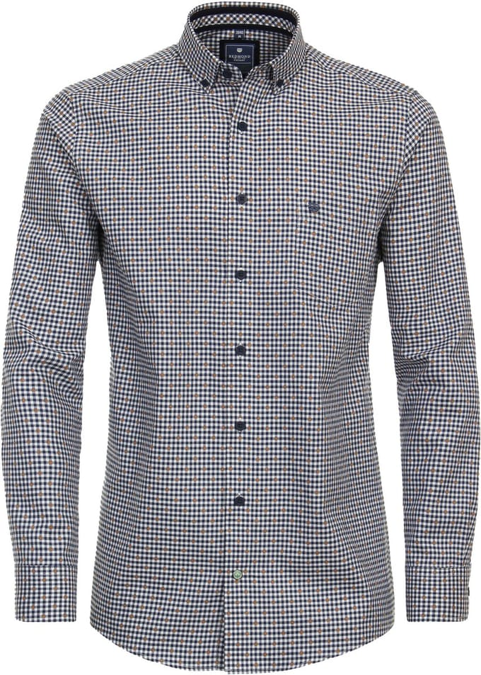 Redmond comfort fit overhemd - twill - blauw geruit