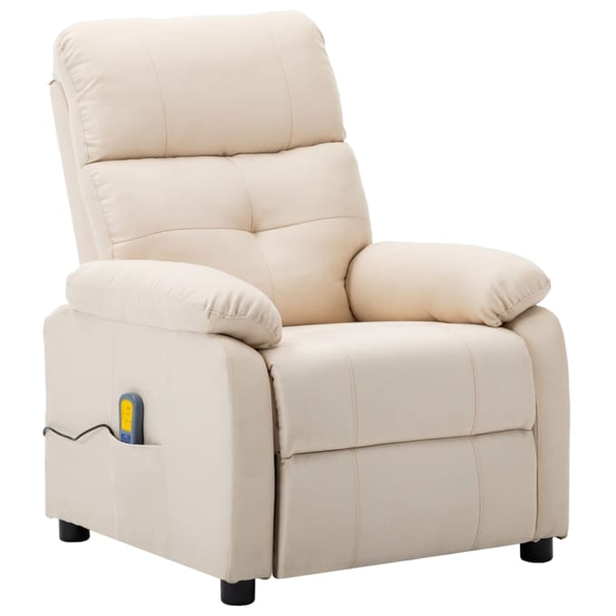 vidaXL - elektrische - massagestoel - crème - stof